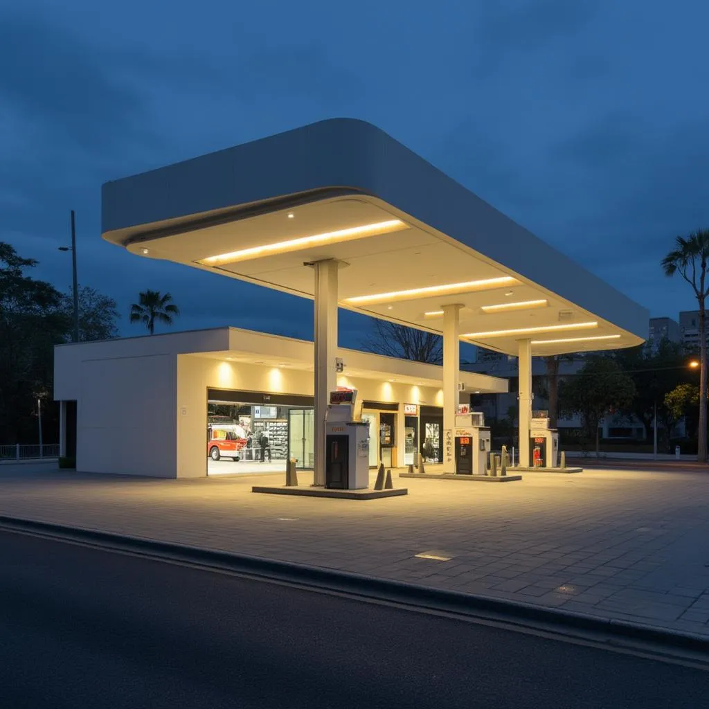 Moderna estación de servicio urbana